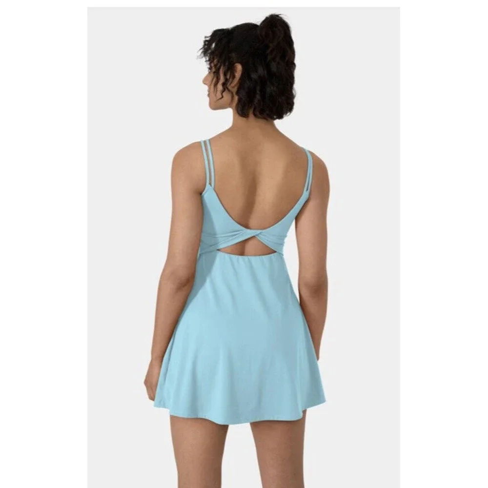 HALARA Dress Women’s Medium Blue NWT Cloudful Fabric Twisted Exercise Athleisure - Picture 6 of 8